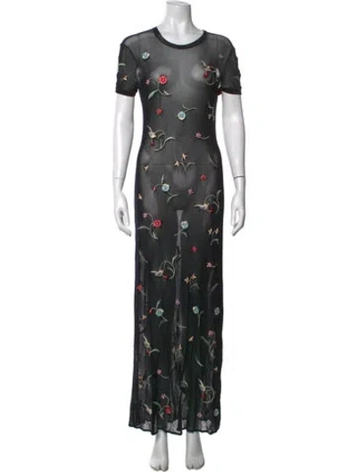 Pre-owned Vivienne Tam Floral Print Long Dress In Black