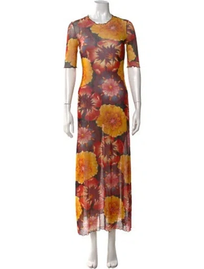 Pre-owned Vivienne Tam Floral Print Long Dress In Multicolor