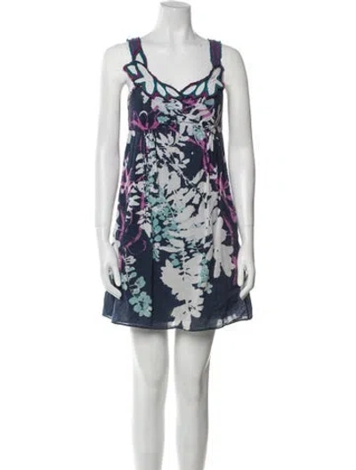 Pre-owned Vivienne Tam Floral Print Mini Dress In Black