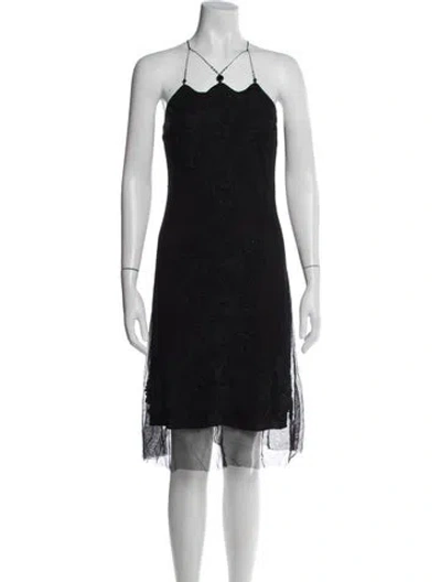 Pre-owned Vivienne Tam Floral Print Mini Dress In Black