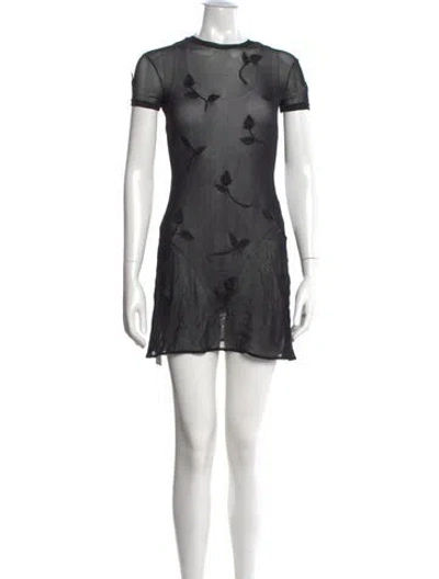 Pre-owned Vivienne Tam Floral Print Mini Dress In Black