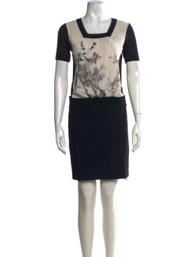 Pre-owned Vivienne Tam Floral Print Mini Dress In Black