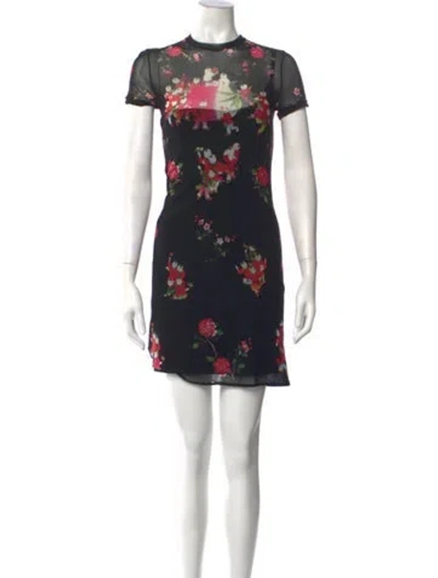 Pre-owned Vivienne Tam Floral Print Mini Dress In Black
