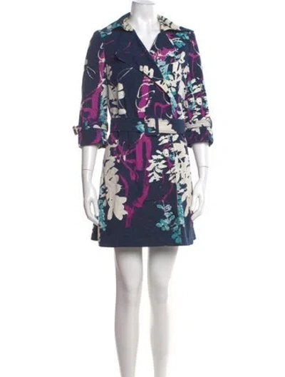 Pre-owned Vivienne Tam Floral Print Mini Dress In Blue