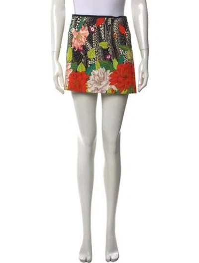Pre-owned Vivienne Tam Floral Print Mini Skirt In Black