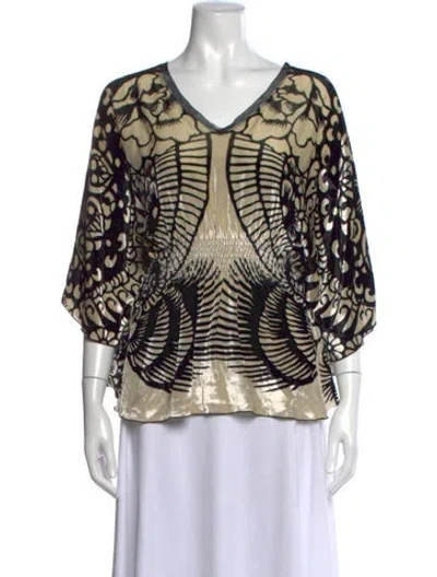 Pre-owned Vivienne Tam Floral Print V-neck Blouse In Black