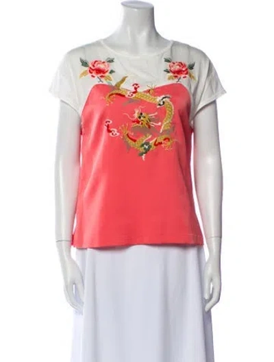 Pre-owned Vivienne Tam Graphic Print Bateau Neckline T-shirt In Red