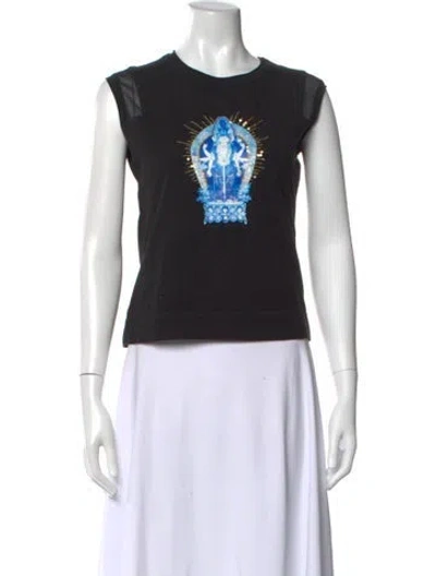 Pre-owned Vivienne Tam Graphic Print Crew Neck Top In Black