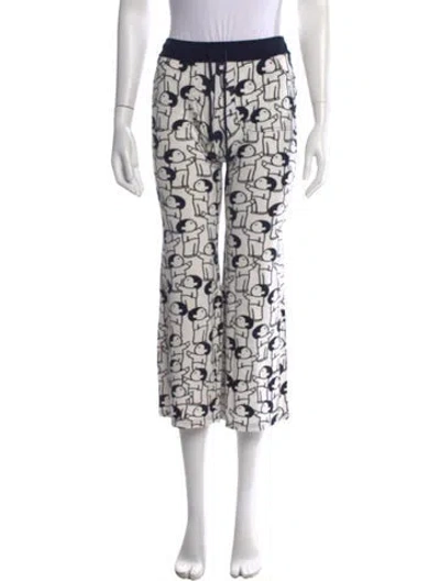 Pre-owned Vivienne Tam Graphic Print Flared Pants In White