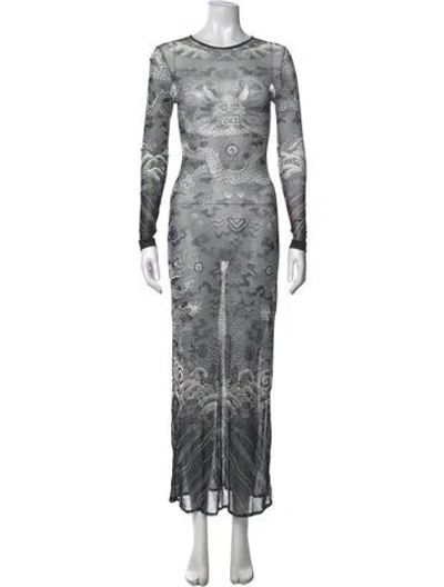 Pre-owned Vivienne Tam Graphic Print Long Dress In Multicolor