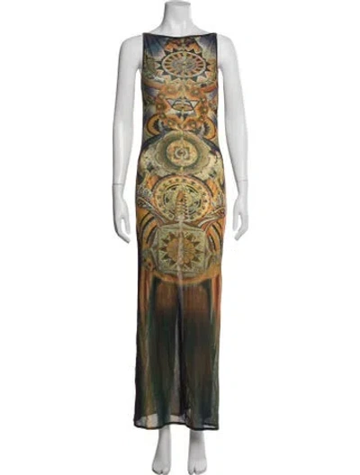 Pre-owned Vivienne Tam Graphic Print Long Dress In Orange