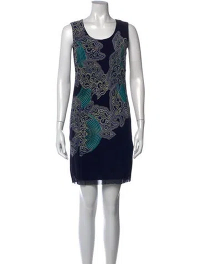 Pre-owned Vivienne Tam Graphic Print Mini Dress In Blue