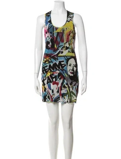 Pre-owned Vivienne Tam Graphic Print Mini Dress In White