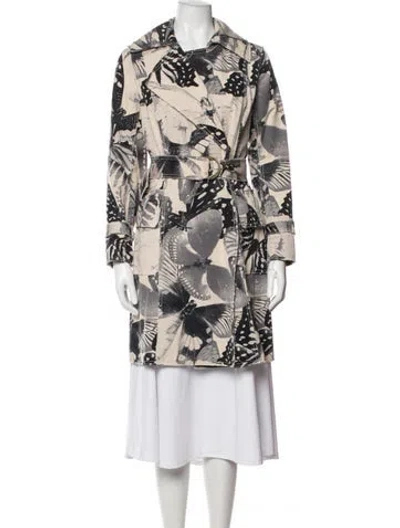 Pre-owned Vivienne Tam Graphic Print Trench Coat In Neutrals