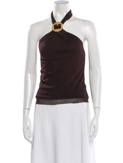 Pre-owned Vivienne Tam Halterneck Sleeveless Top In Brown