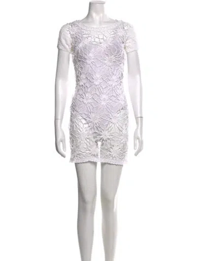 Pre-owned Vivienne Tam Lace Pattern Mini Dress In White