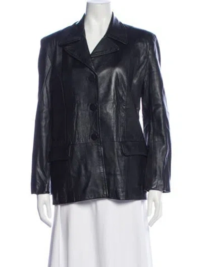 Pre-owned Vivienne Tam Leather Blazer In Blue