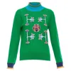 Vivienne Tam Merino Wool Cashmere Oriental Patch Sweater In Green