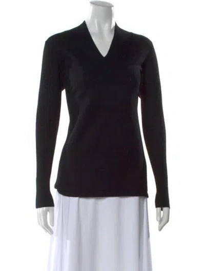 Pre-owned Vivienne Tam Merino Wool V-neck Top In Black