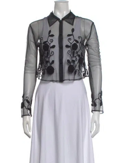Pre-owned Vivienne Tam Mesh Floral Print Button-up Top In Multi