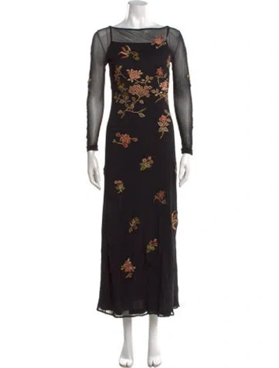 Pre-owned Vivienne Tam Mesh Long Dress In Black