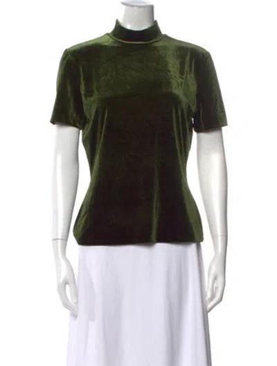 Pre-owned Vivienne Tam Mock Neck Short Sleeve Top In Green