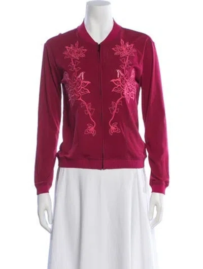 Pre-owned Vivienne Tam Nylon Floral Print Bomber Jacket In Red
