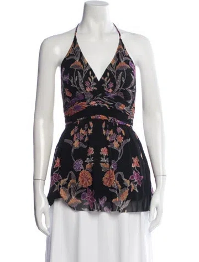 Pre-owned Vivienne Tam Nylon Floral Print Top In Blue