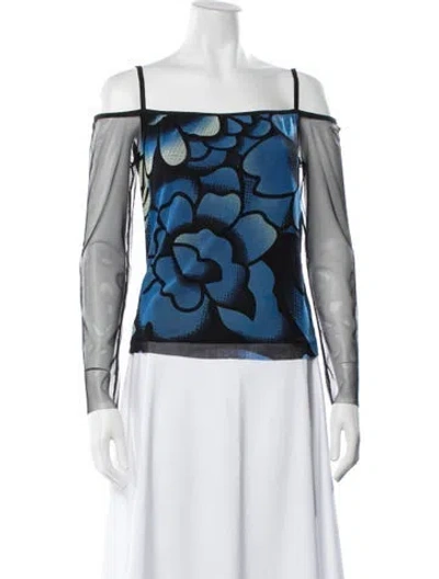 Pre-owned Vivienne Tam Nylon Floral Print Top In Blue