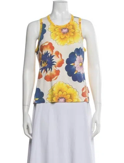 Pre-owned Vivienne Tam Nylon Floral Print Top In White