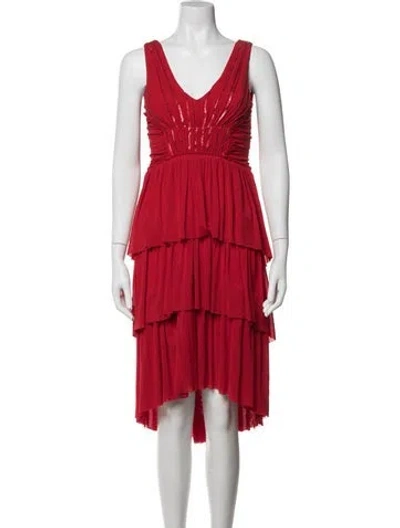 Pre-owned Vivienne Tam Nylon Midi Length Dress W/ Tags In Red
