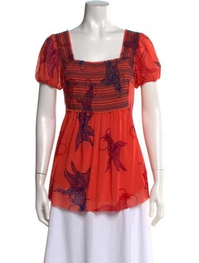 Pre-owned Vivienne Tam Nylon Printed Blouse In Orange