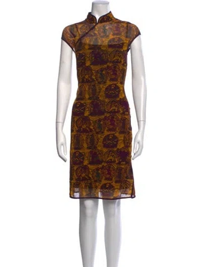 Pre-owned Vivienne Tam Patterned Knee-length Dress In Yellow