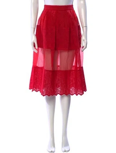 Pre-owned Vivienne Tam Patterned Midi Length Skirt In Red