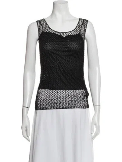 Pre-owned Vivienne Tam Patterned Scoop Neck Top In Black