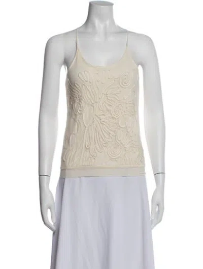 Pre-owned Vivienne Tam Patterned Scoop Neck Top In White