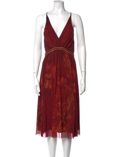 Pre-owned Vivienne Tam Printed Midi Length Dress In Red