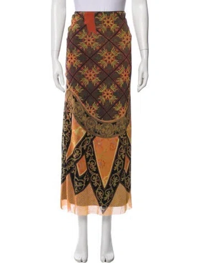 Pre-owned Vivienne Tam Printed Midi Length Skirt In Yellow