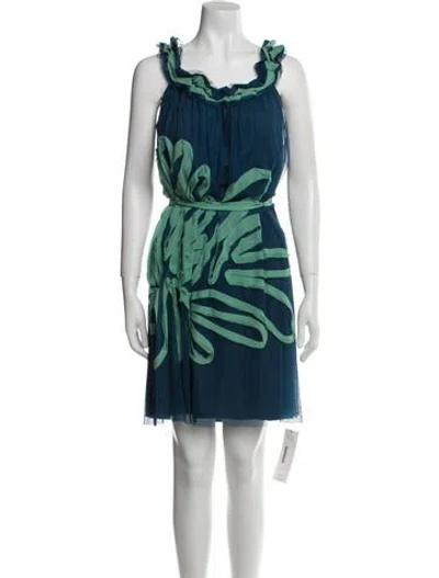 Pre-owned Vivienne Tam Printed Mini Dress In Blue