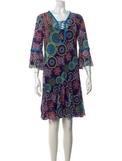 Pre-owned Vivienne Tam Printed Mini Dress In Blue