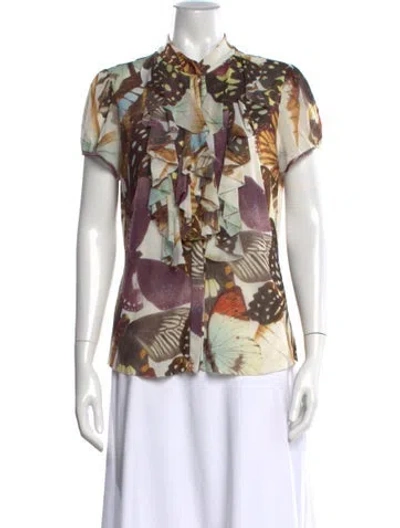 Pre-owned Vivienne Tam Printed Short Sleeve Blouse In Multi