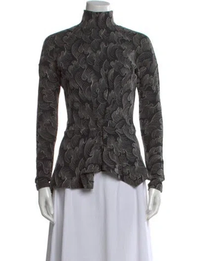 Pre-owned Vivienne Tam Printed Turtleneck Blouse In Black