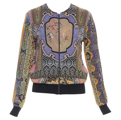 Pre-owned Vivienne Tam Rare  Purple Dynasty Chinoiserie Dragon Birds Print Bomber Jacket