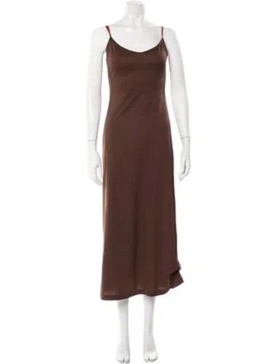 Pre-owned Vivienne Tam Scoop Neck Long Dress In Brown
