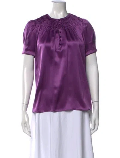 Pre-owned Vivienne Tam Silk Crew Neck Blouse In Purple