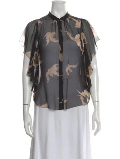 Pre-owned Vivienne Tam Silk Graphic Print Blouse In Multi