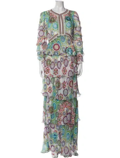 Pre-owned Vivienne Tam Silk Long Dress In Multi
