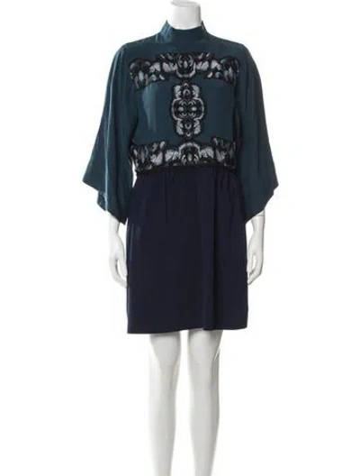 Pre-owned Vivienne Tam Silk Mini Dress In Blue