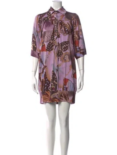 Pre-owned Vivienne Tam Silk Mini Dress In Purple