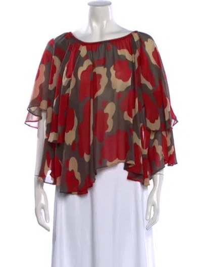 Pre-owned Vivienne Tam Silk Patterned Top In Red